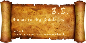 Bercsinszky Debóra névjegykártya